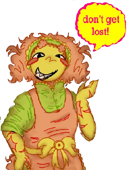 drawing of Sorbet saying 'don't get lost!' 